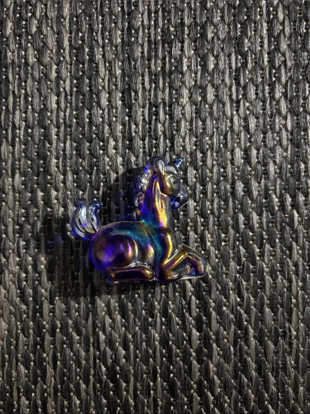 Vintage Boyd Little Glass Lucky The Unicorn Cobalt Carnival Collectible
